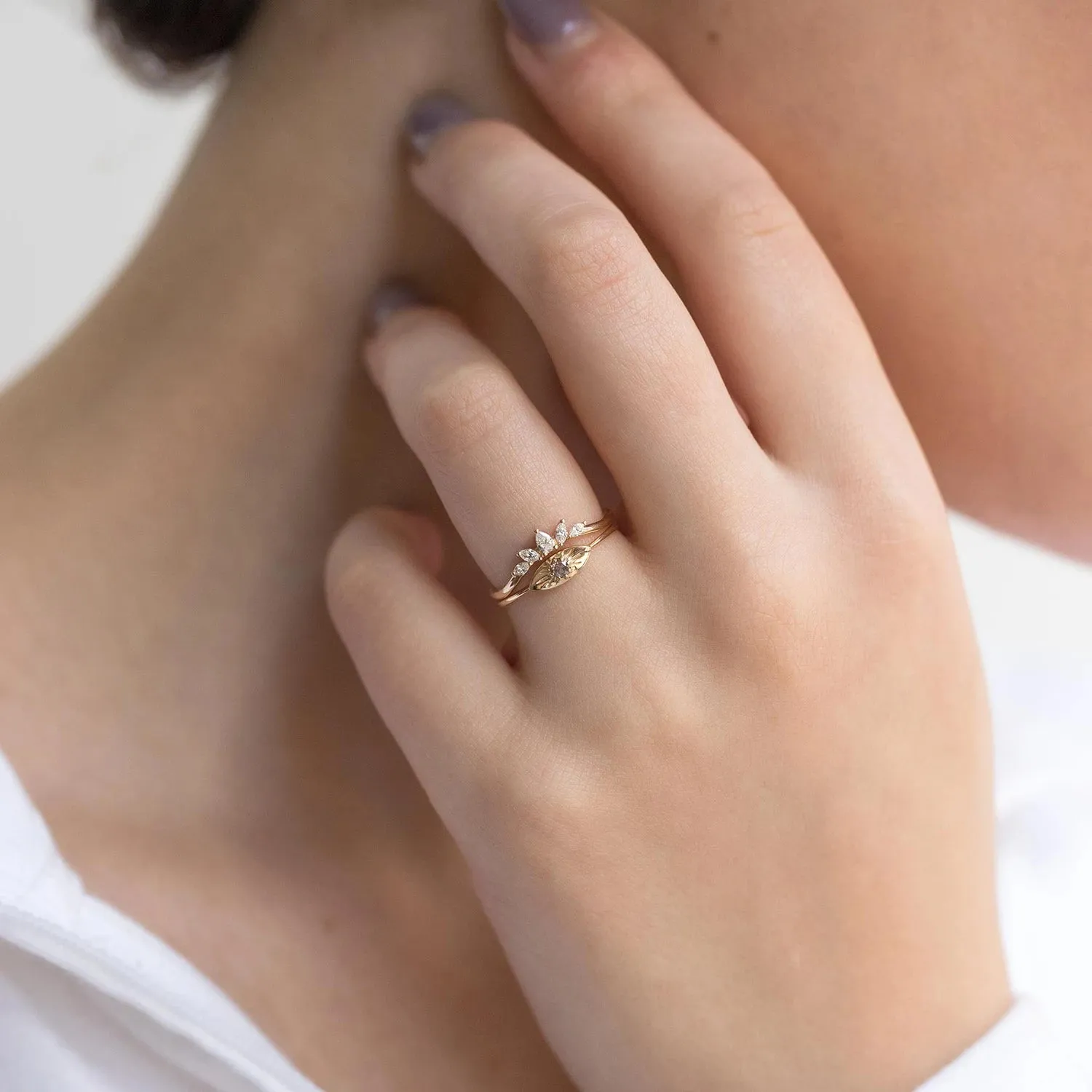 Illumina band - 14k yellow gold, white diamond