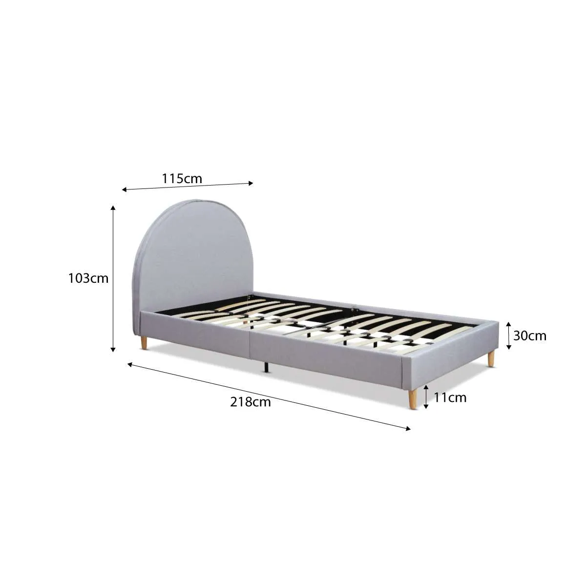 Imogen King Single Bed - Light Grey