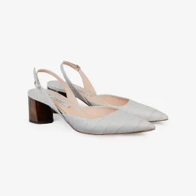 Irene Slingback - Embossed Croc :: Gray Irene Slingback - Embossed Croc :: Gray