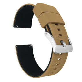 Khaki Tan Top Black Bottom Elite Silicone Watch Band Khaki Tan Top Black Bottom Elite Silicone Watch Band
