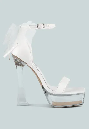 Kiri Satin Clear High Heeled Bow Sandals Kiri Satin Clear High Heeled Bow Sandals