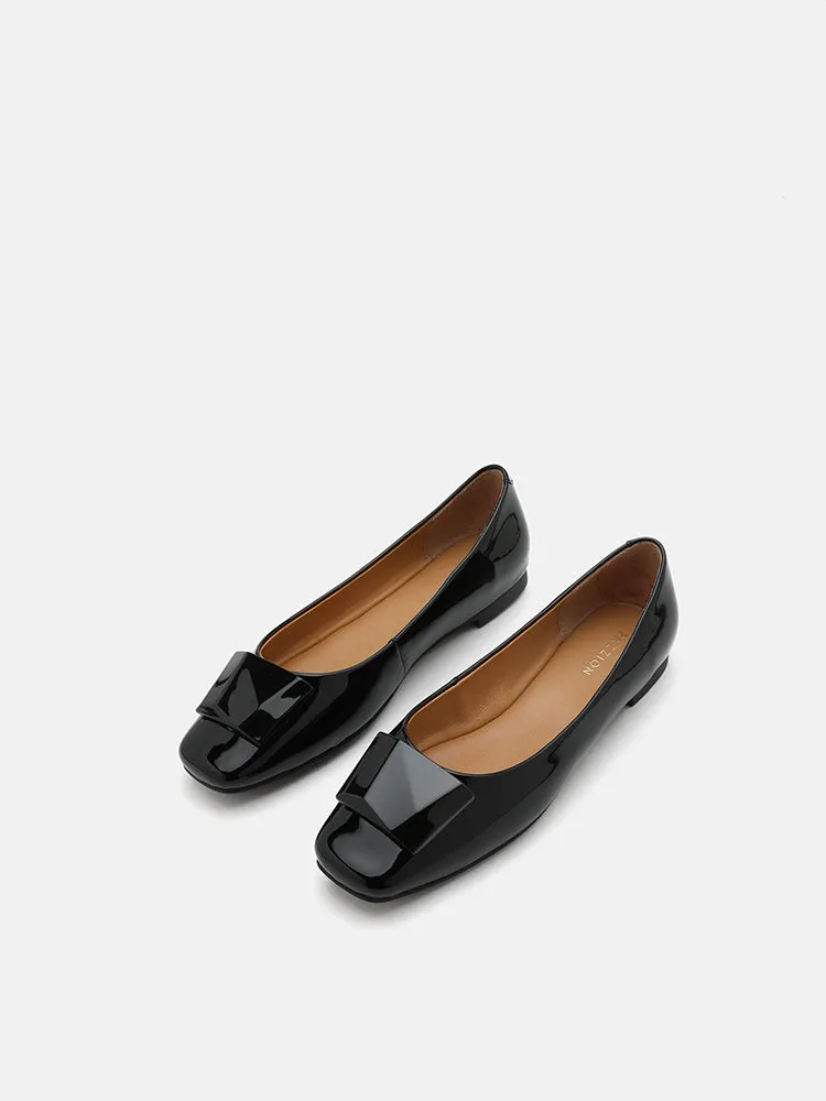 Larisa Monotone Buckle Patent Covered Flats