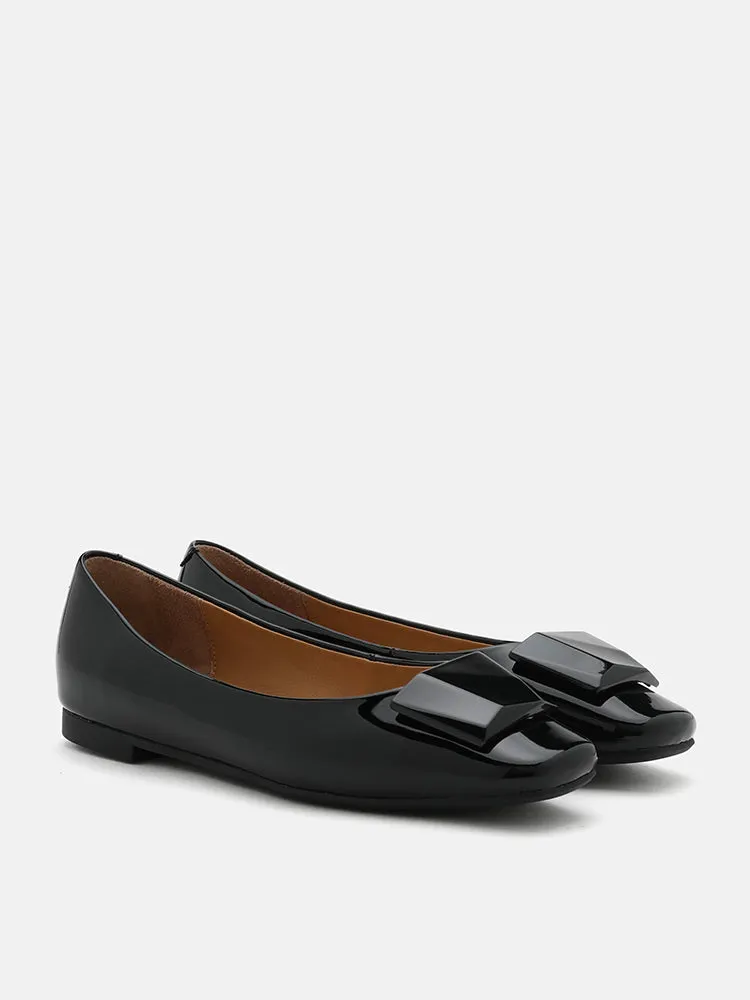Larisa Monotone Buckle Patent Covered Flats