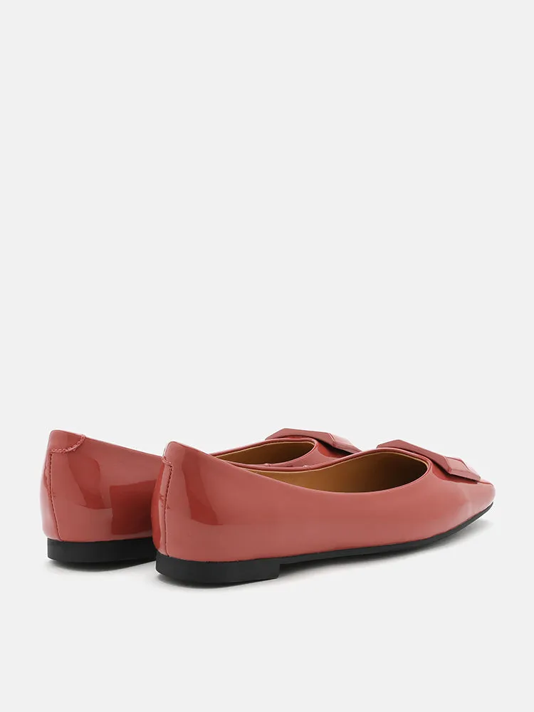 Larisa Monotone Buckle Patent Covered Flats