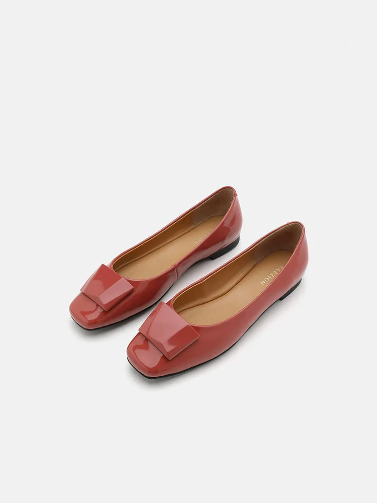 Larisa Monotone Buckle Patent Covered Flats
