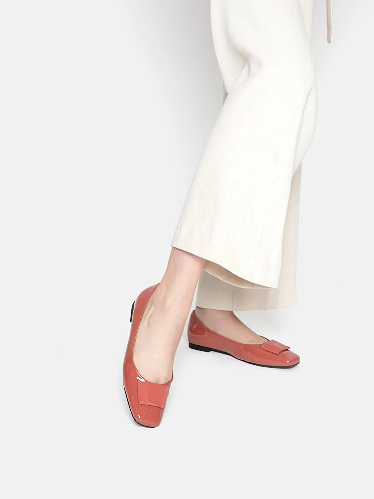 Larisa Monotone Buckle Patent Covered Flats