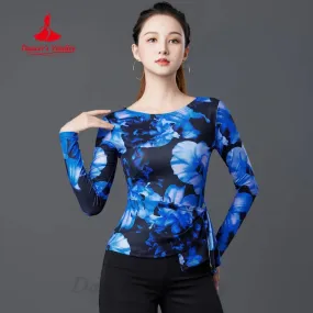 Latin Dance Modern Dancing Practice Clothes Women's Customized High Grade Printed Long Sleeved Top Tango Samba Training Clothing Latin Dance Modern Dancing Practice Clothes Women's Customized High Grade Printed Long Sleeved Top Tango Samba Training Clothing