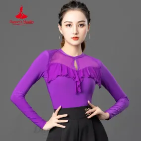 Latin Dance Outfit Women's Customization Tango Chacha Samba Long Sleeves Practice Clothes Girls' ModernDance Training Clothing Latin Dance Outfit Women's Customization Tango Chacha Samba Long Sleeves Practice Clothes Girls' ModernDance Training Clothing