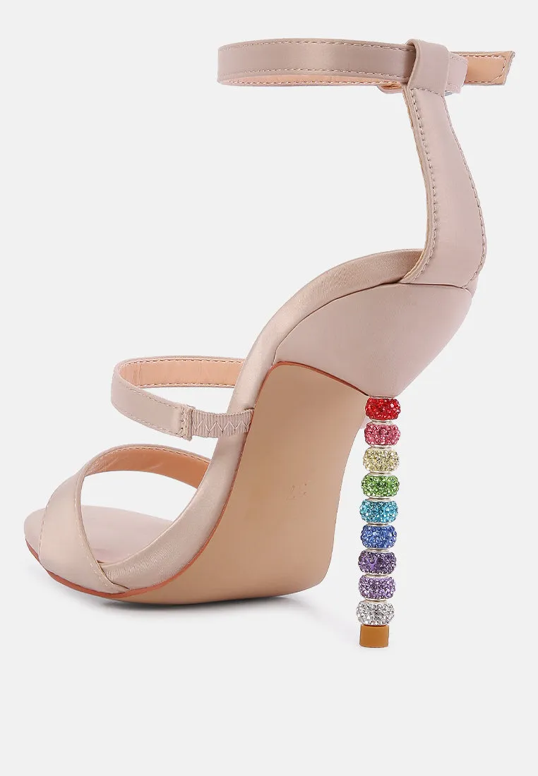 Lawsuit Rhinestone Ball Heel Satin Sandals By Ruw