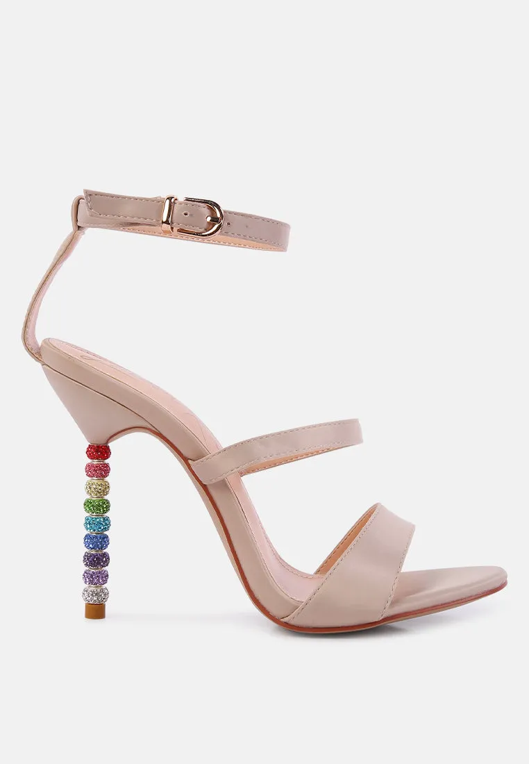 Lawsuit Rhinestone Ball Heel Satin Sandals By Ruw