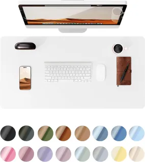 Leather Desk Pad Protector, Non-Slip PU Leather Desk Blotter (23.6" x 13.8", White) Leather Desk Pad Protector, Non-Slip PU Leather Desk Blotter (23.6" x 13.8", White)