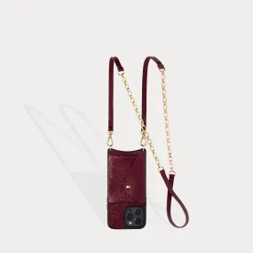 Lena Side Slot Crossbody Bandolier - Burgundy/Gold Lena Side Slot Crossbody Bandolier - Burgundy/Gold
