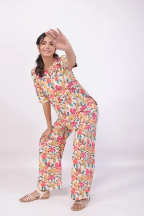 Lively Flowery Multicoloured Cotton Co-ord Set Lively Flowery Multicoloured Cotton Co-ord Set
