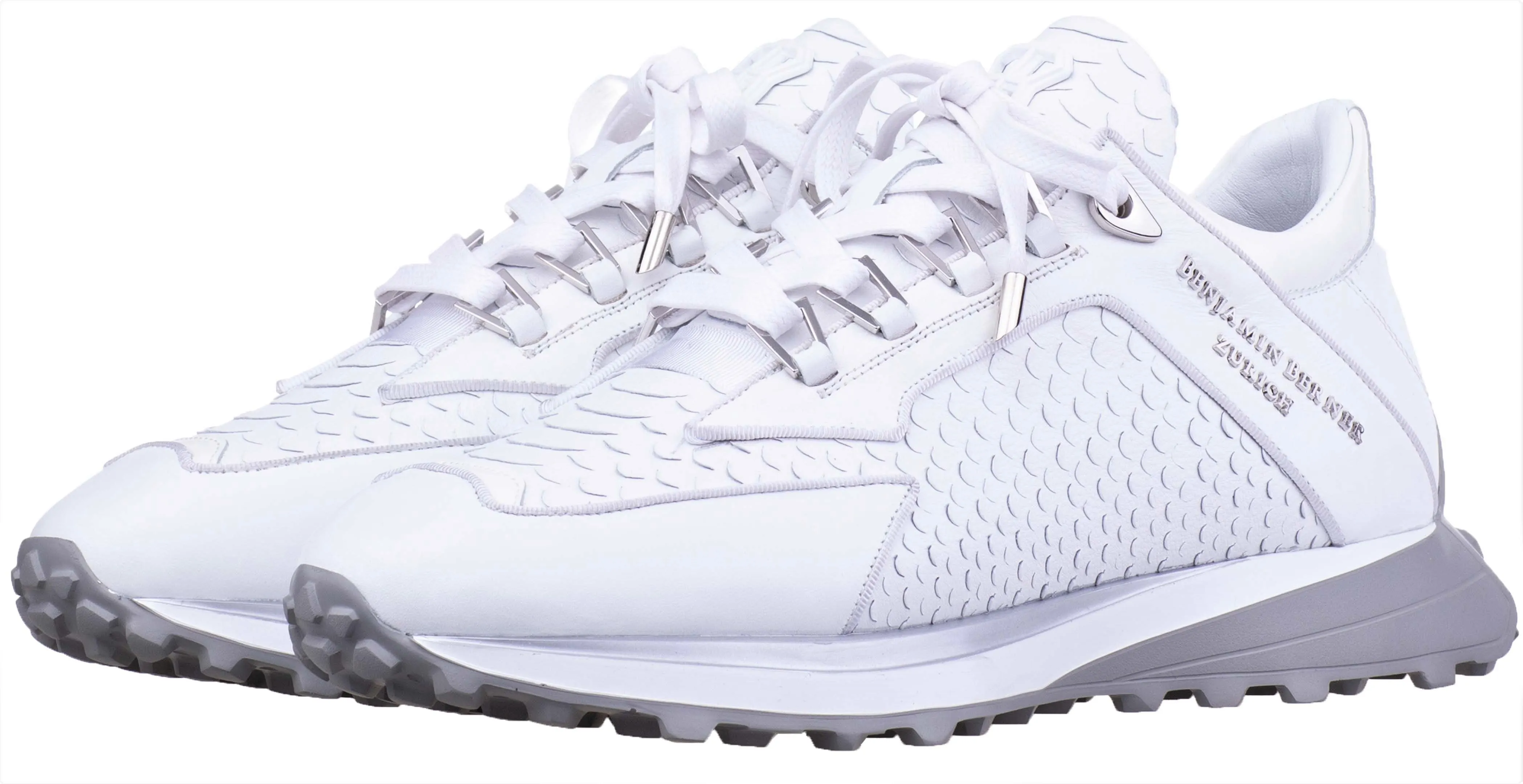 LOW-TOP BNJ ALPHA RUNNER ALL WHITE PYTHON CUT-MATT NAPPA