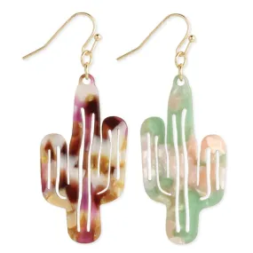 Marbled Resin Cactus Earrings Marbled Resin Cactus Earrings