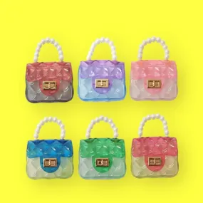 Mini Jelly Purse Flap Clear Handbag with Pearls Top Handle Faux Quilted Crossbody Bag Mini Jelly Purse Flap Clear Handbag with Pearls Top Handle Faux Quilted Crossbody Bag