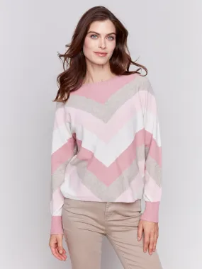 Mitered Stripe Sweater - Woodrose Mitered Stripe Sweater - Woodrose
