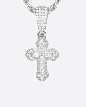 MOISSANITE LATIN CROSS PENDANT. - WHITE GOLD MOISSANITE LATIN CROSS PENDANT. - WHITE GOLD