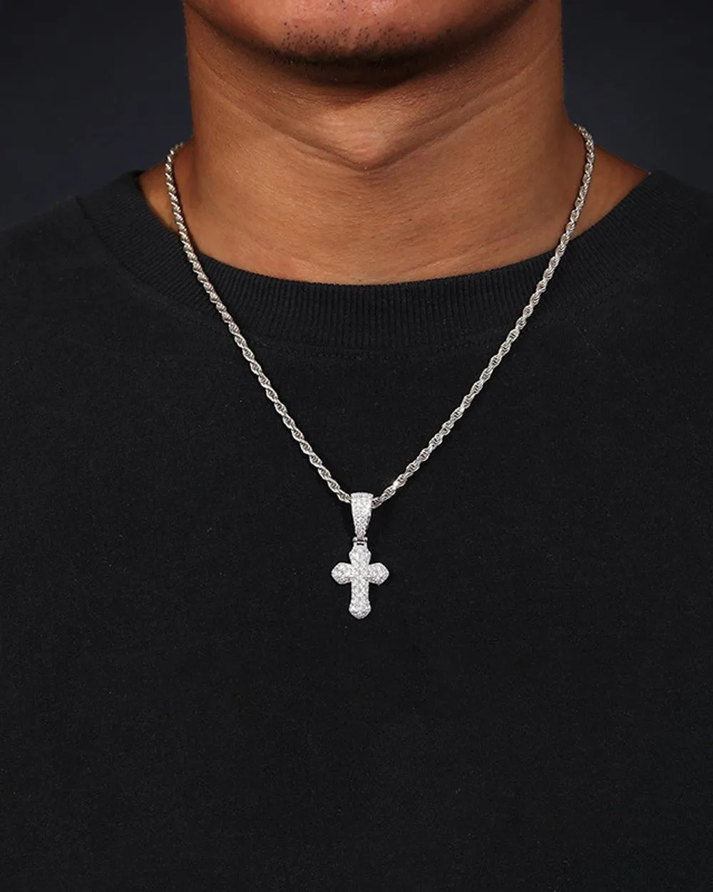 MOISSANITE LATIN CROSS PENDANT. - WHITE GOLD