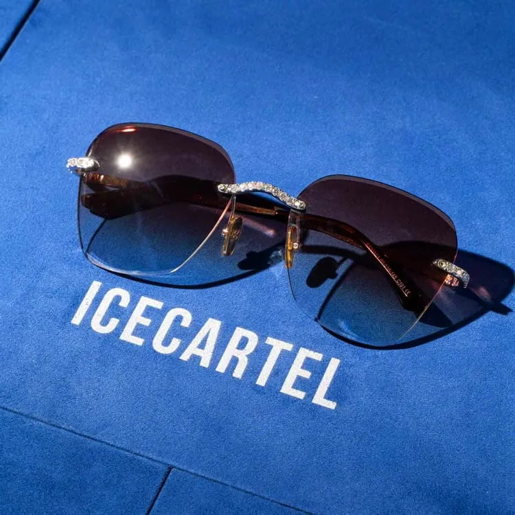 Moissanite Rimless Aviator Sunglasses 14K Gold