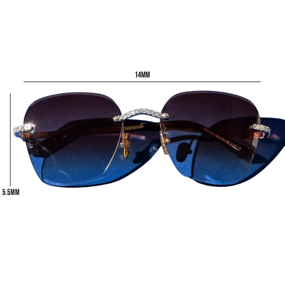 Moissanite Rimless Aviator Sunglasses 14K Gold