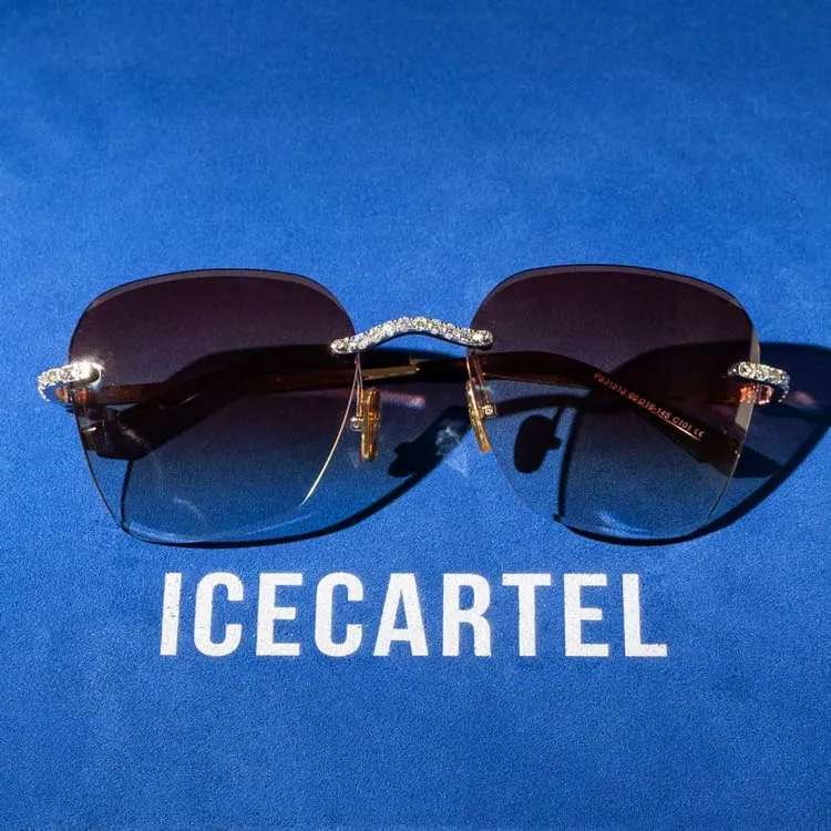 Moissanite Rimless Aviator Sunglasses 14K Gold