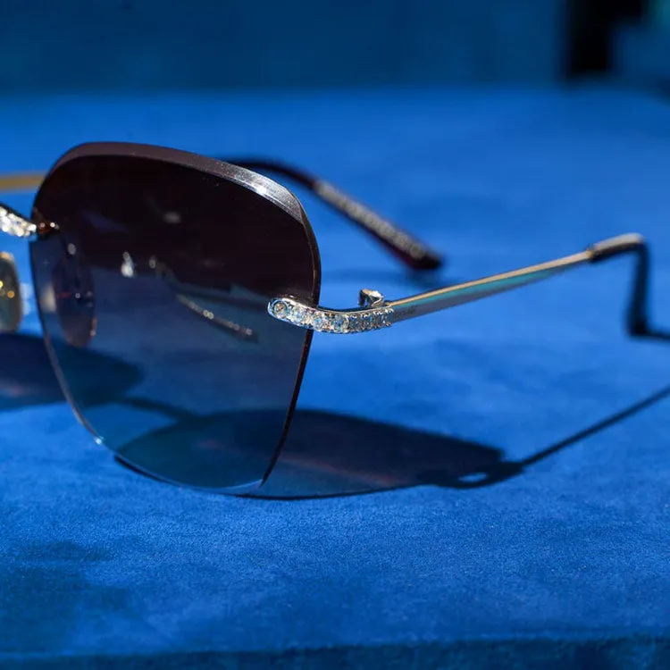 Moissanite Rimless Aviator Sunglasses 14K Gold