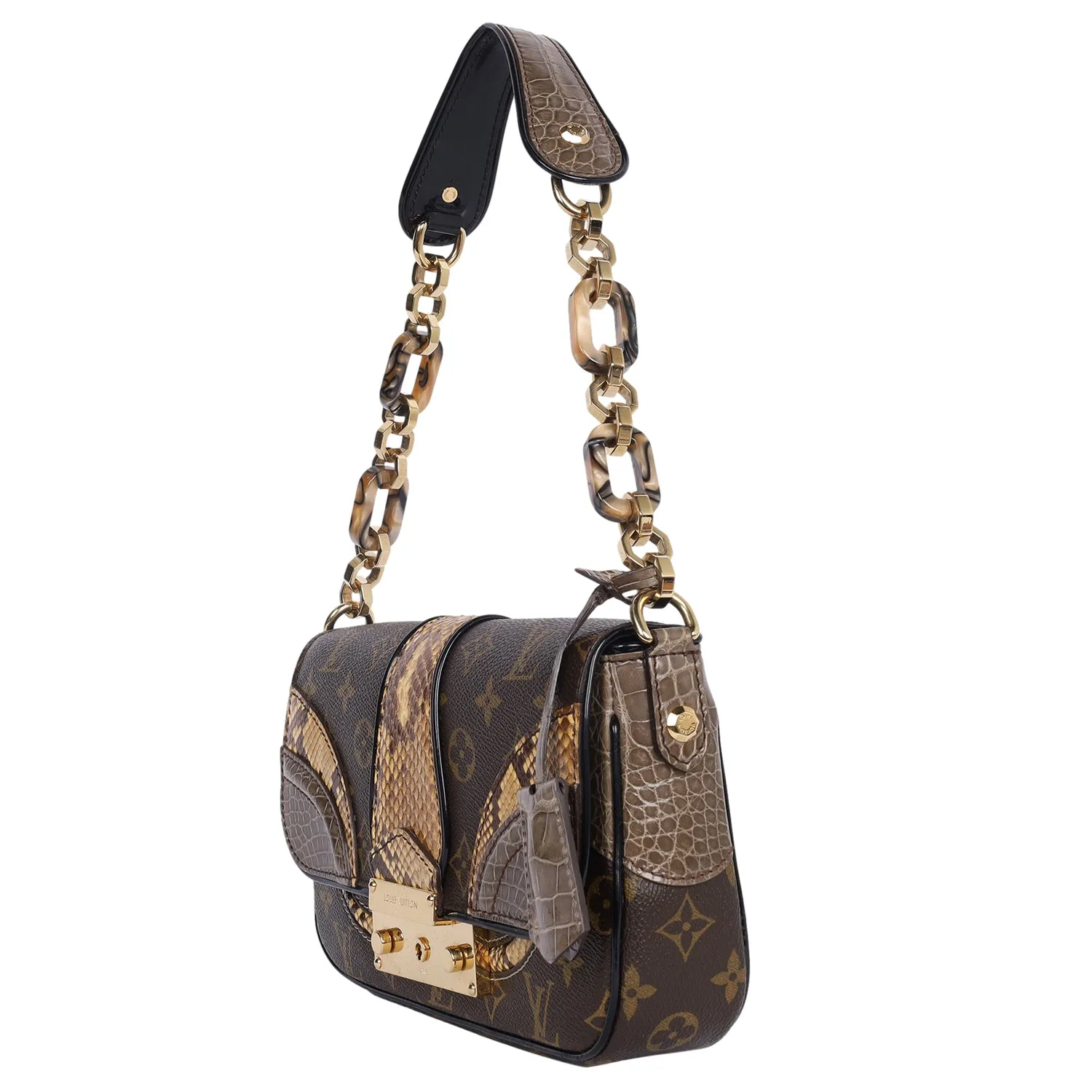 Monogramissime Alligator & Python Shoulder Bag (Authentic Pre-Owned)