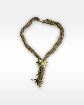 Multi-chain Double Leaf Tassel Necklace Multi-chain Double Leaf Tassel Necklace