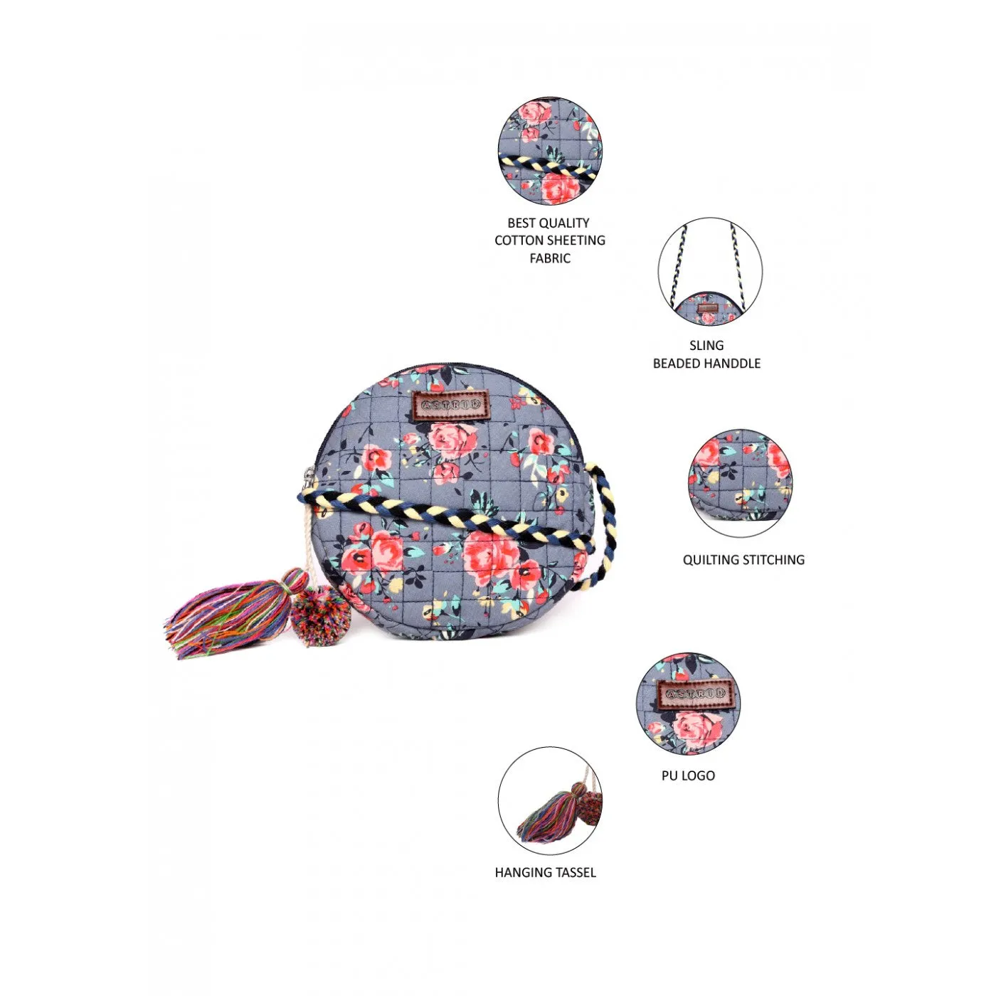 Multi Color Cotton Sheeting Womens Sling Bag Medium Size