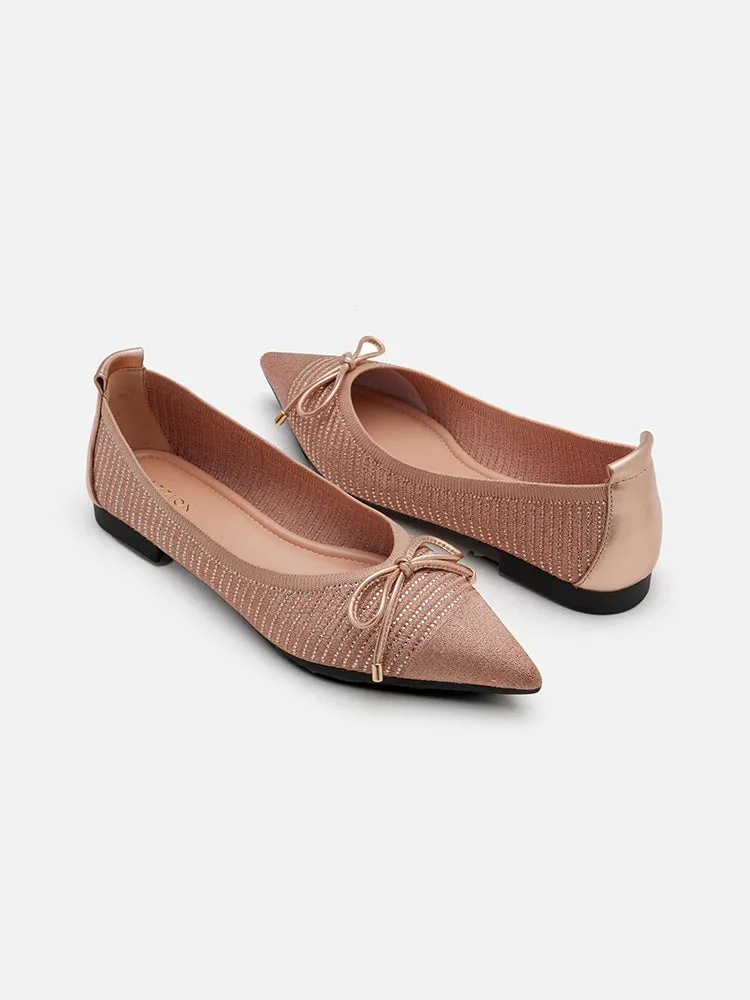 Natalia Bow Pointed-Toe Covered Flats