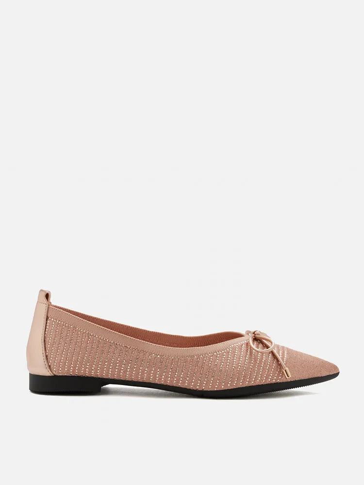 Natalia Bow Pointed-Toe Covered Flats