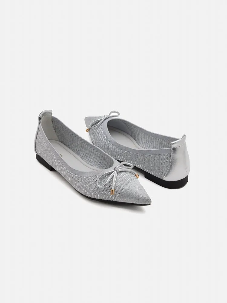 Natalia Bow Pointed-Toe Covered Flats