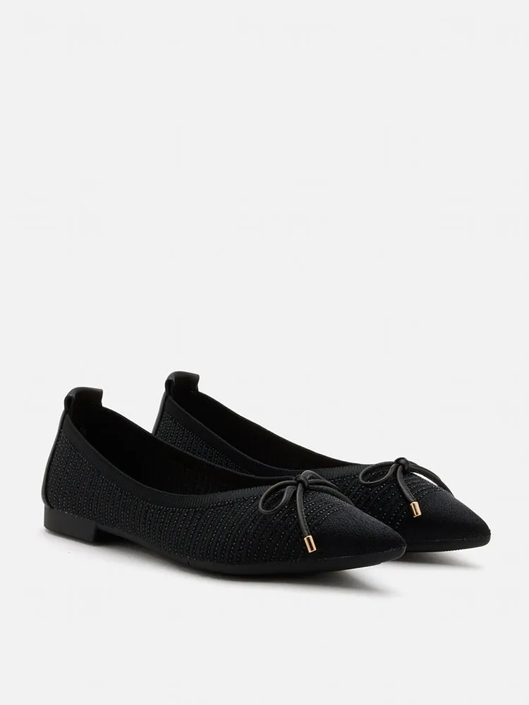 Natalia Bow Pointed-Toe Covered Flats