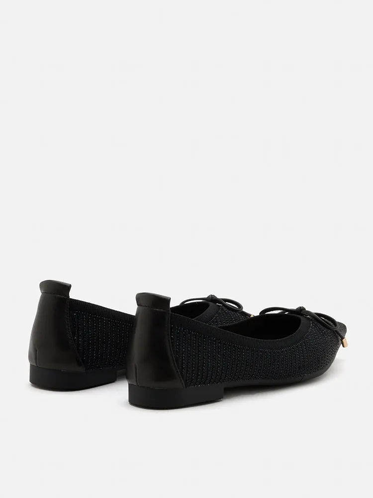 Natalia Bow Pointed-Toe Covered Flats