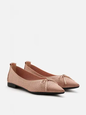 Natalia Bow Pointed-Toe Covered Flats Natalia Bow Pointed-Toe Covered Flats