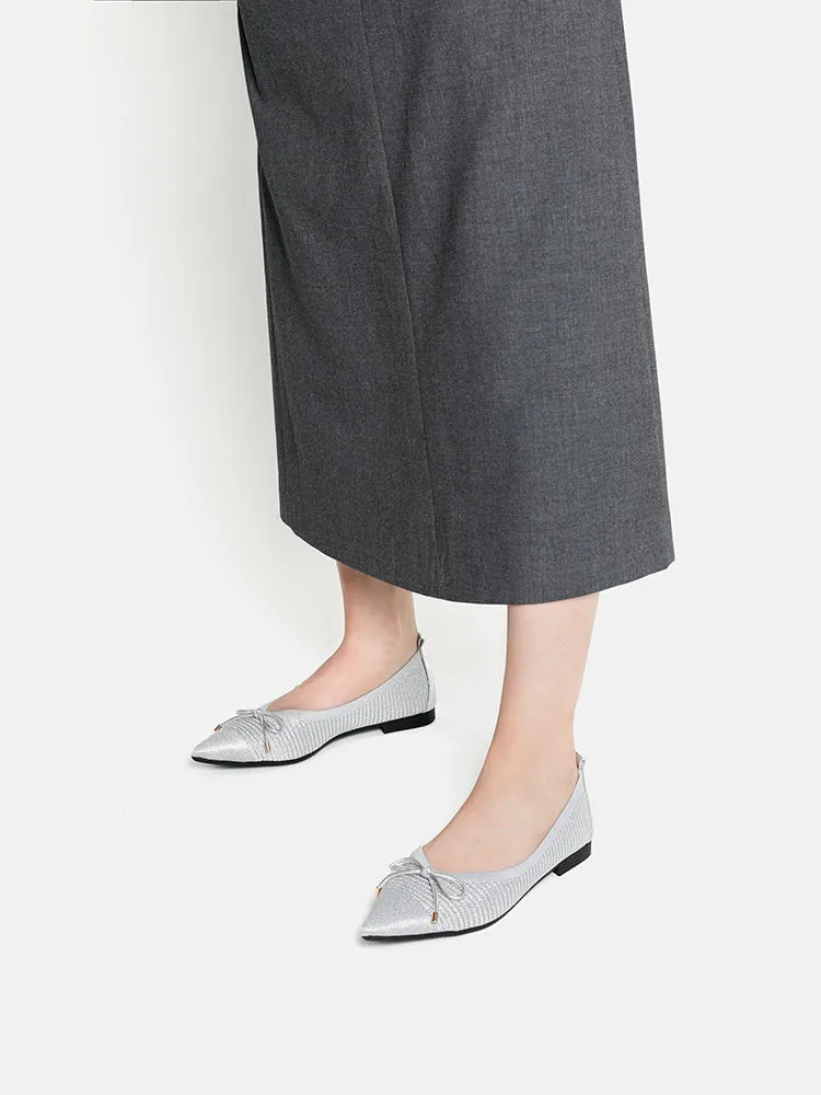 Natalia Bow Pointed-Toe Covered Flats
