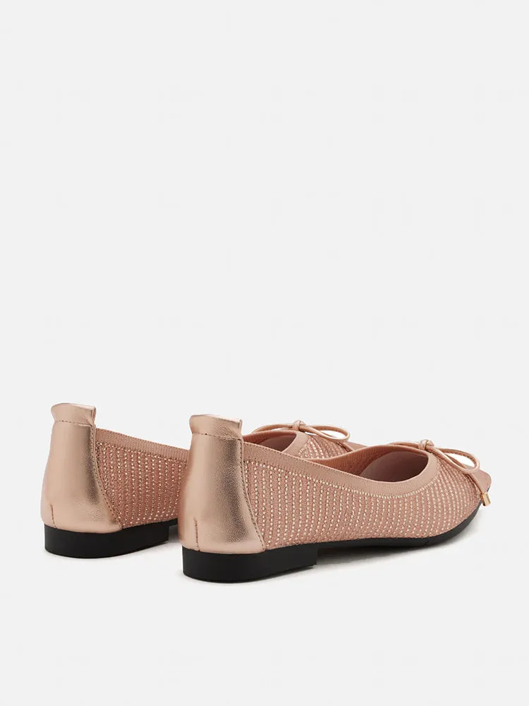 Natalia Bow Pointed-Toe Covered Flats