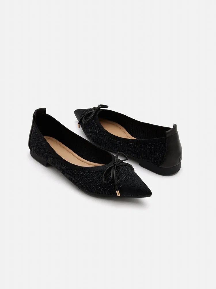 Natalia Bow Pointed-Toe Covered Flats