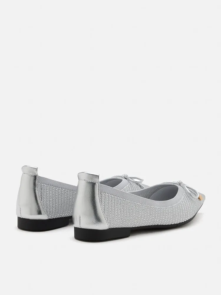 Natalia Bow Pointed-Toe Covered Flats