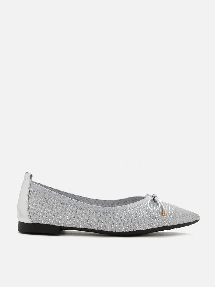 Natalia Bow Pointed-Toe Covered Flats