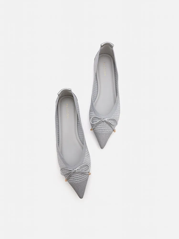 Natalia Bow Pointed-Toe Covered Flats