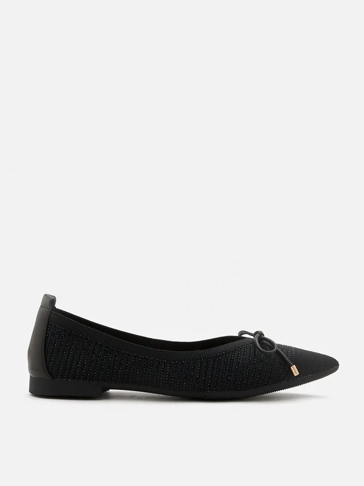 Natalia Bow Pointed-Toe Covered Flats