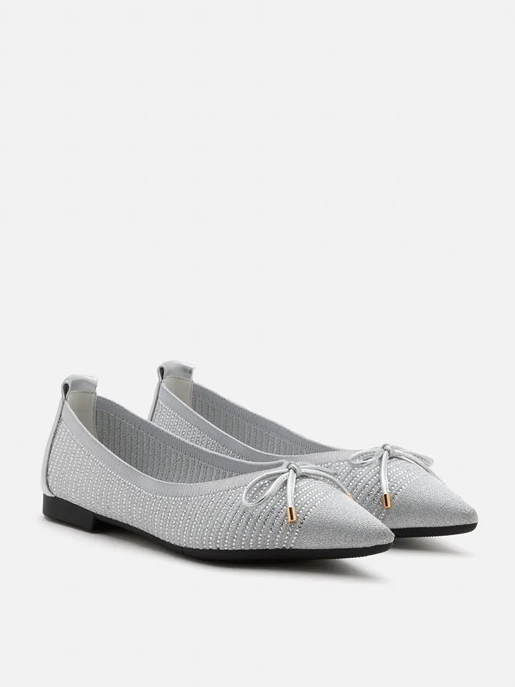 Natalia Bow Pointed-Toe Covered Flats