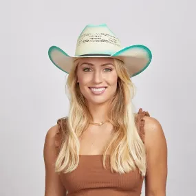 Olivia | Womens Straw Cowgirl Hat Turquoise - Bourbon Cowgirl Olivia | Womens Straw Cowgirl Hat Turquoise - Bourbon Cowgirl
