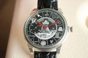 Omega Pocket Watch Custom Wristwatch Silver Masonic 1924 Omega Pocket Watch Custom Wristwatch Silver Masonic 1924