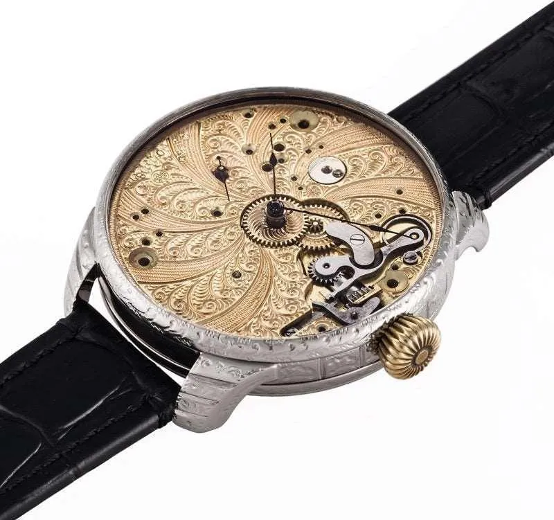 Omega Wristwatch Spiral Engraving Recased Pocket Watch