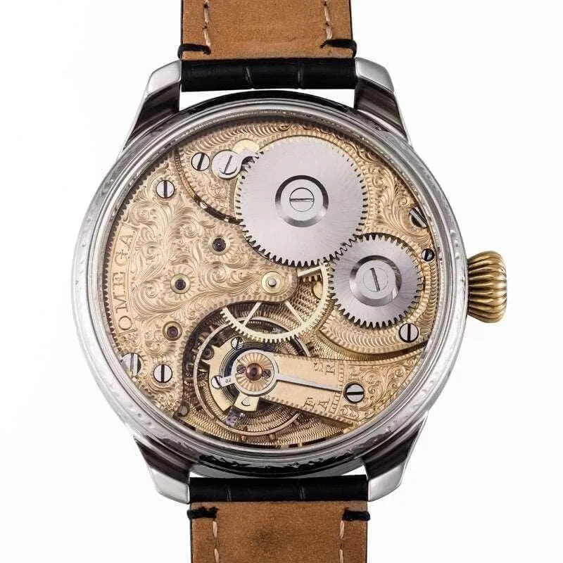 Omega Wristwatch Spiral Engraving Recased Pocket Watch