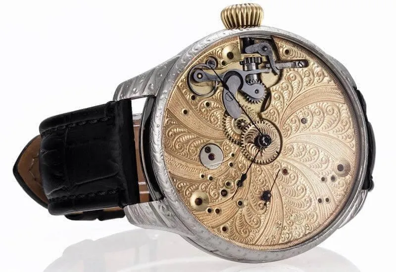 Omega Wristwatch Spiral Engraving Recased Pocket Watch