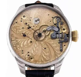 Omega Wristwatch Spiral Engraving Recased Pocket Watch Omega Wristwatch Spiral Engraving Recased Pocket Watch